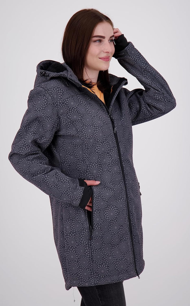 DEPROC-Active Damen Gefütterter Softshellmantel Kurzmantel mit Abnehmbarer Kapuze Übergangsjacke Kee