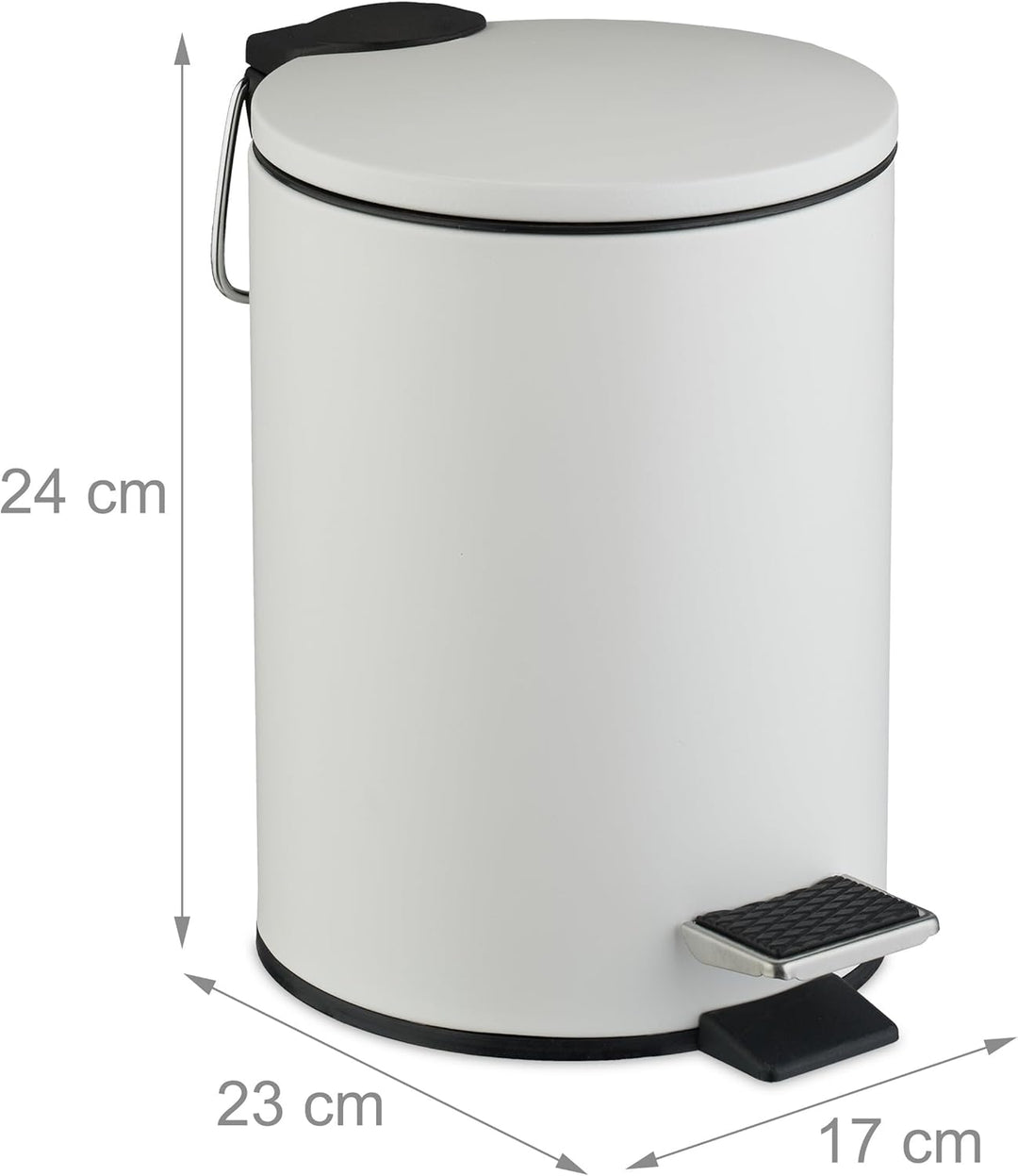 Relaxdays Kosmetikeimer, 3 Liter, Absenkautomatik, entnehmbarer Inneneimer, Metall, Bad Mülleimer mi