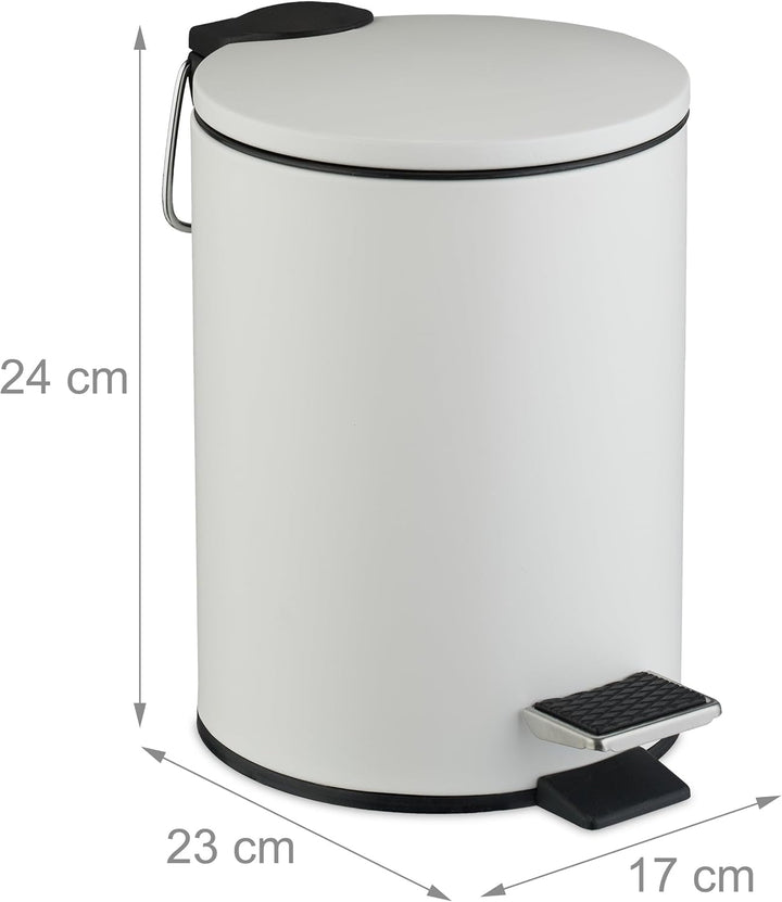 Relaxdays Kosmetikeimer, 3 Liter, Absenkautomatik, entnehmbarer Inneneimer, Metall, Bad Mülleimer mi