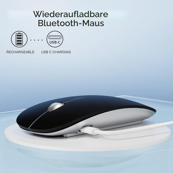 Uiosmuph U30 Bluetooth Maus Kabellose, Wiederaufladbare Leise (BT5.1+ BT5.1+ USB) Funkmaus Laptop Wi