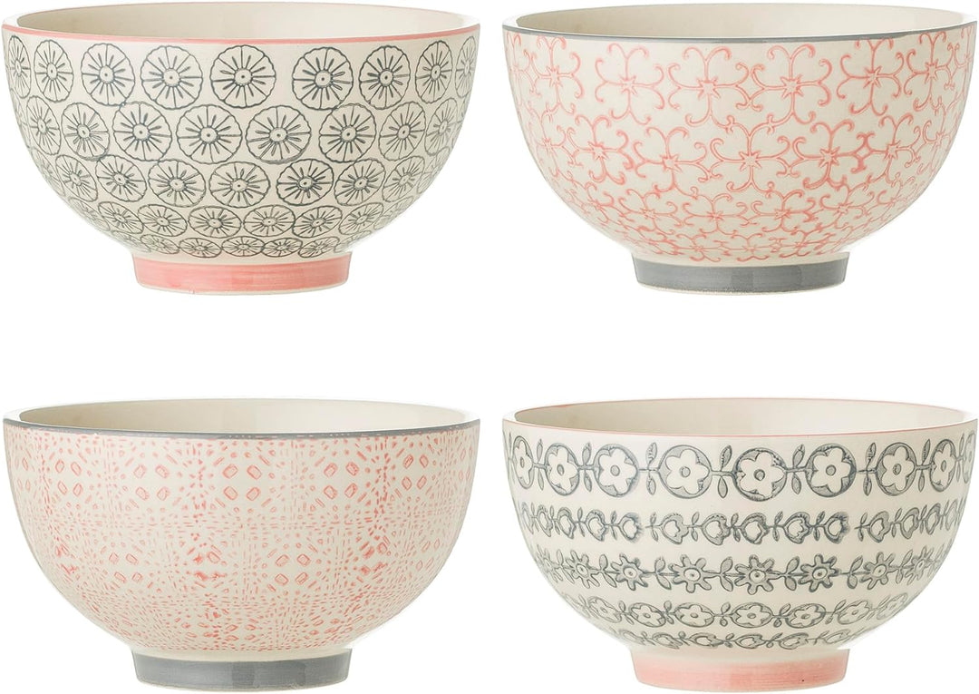 Bloomingville Schalen Cécile, rosa grau, Keramik, 4er Set