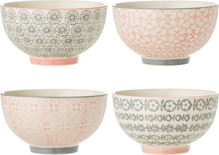 Bloomingville Schalen Cécile, rosa grau, Keramik, 4er Set
