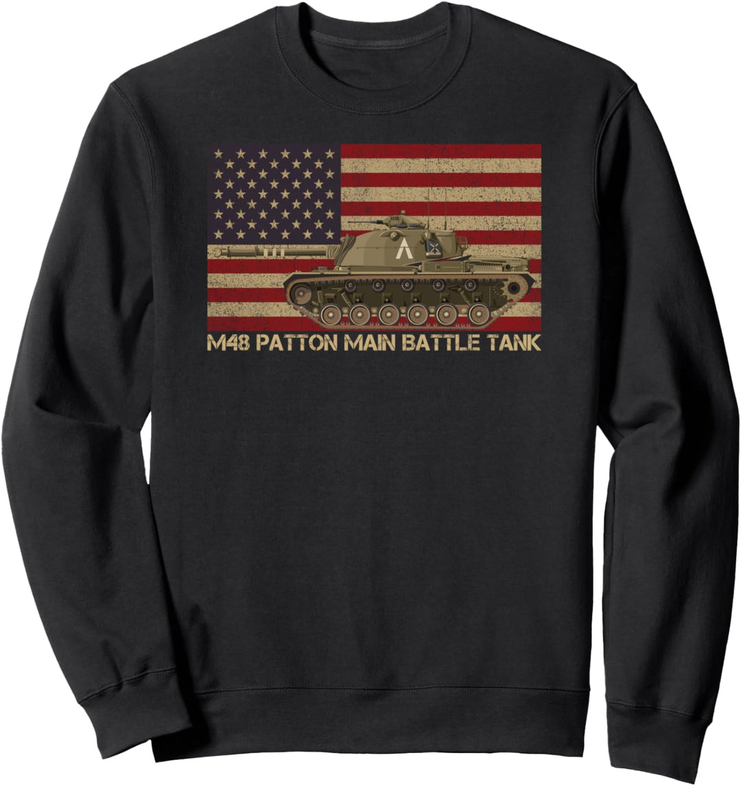 M48 Patton Kampfpanzer American Vintage USA Flag Tanks Sweatshirt