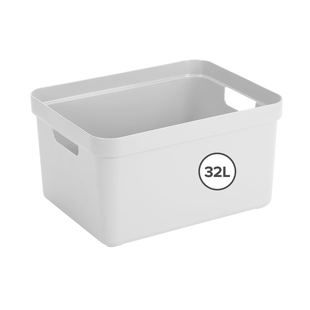 Sunware Aufbewahrungsbox Kunststoff 32L - 44,5x34,5x24,3cm - Kunststoff Aufbewahrungskorb mit Griffe