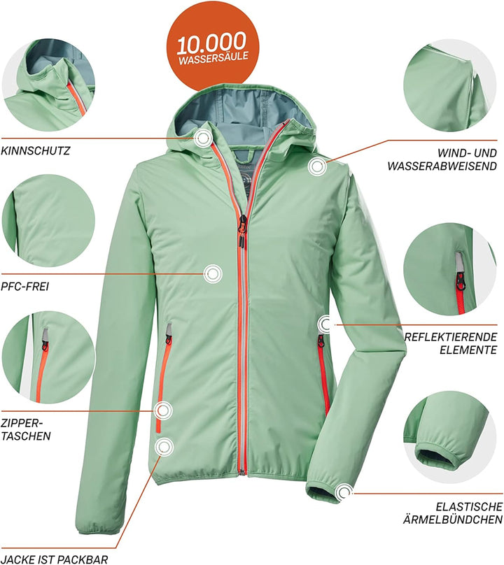 Killtec Mädchen Kos 229 Grls Jckt 2-Lagen-Funktionsjacke/Outdoorjacke mit Kapuze, packbar 116 pepper