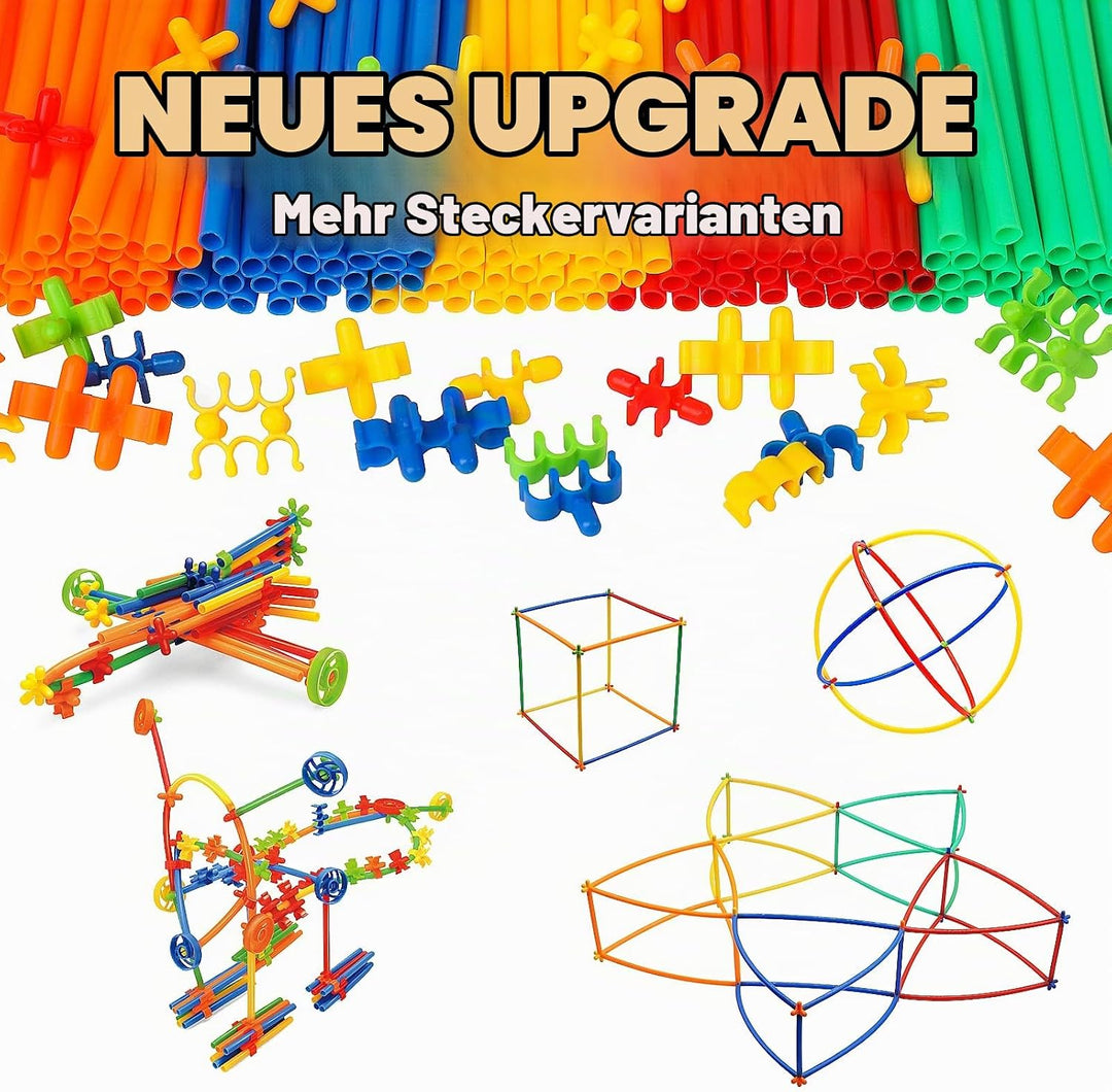WYSWYG Konstruktionsspielzeug Strohhalme Baustein 560 Stück- Kreative Verbindungsbausteine Spielzeug