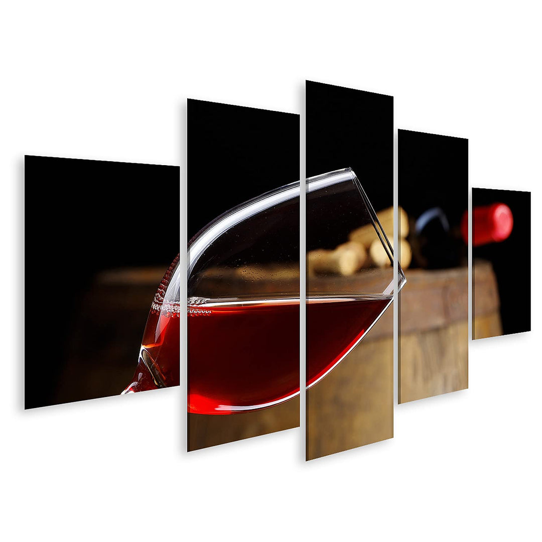 islandburner Bild auf Leinwand Glas Wein Mit Fass Wandbild Poster Kunstdruck Bilder Format: 170x80cm
