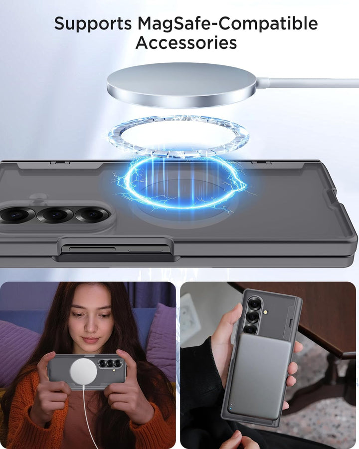 Miimall Kompatibel mit Samsung Galaxy Z Fold 7 Magnetisch Hülle, Anti-SPY Displayschutz & Scharniers