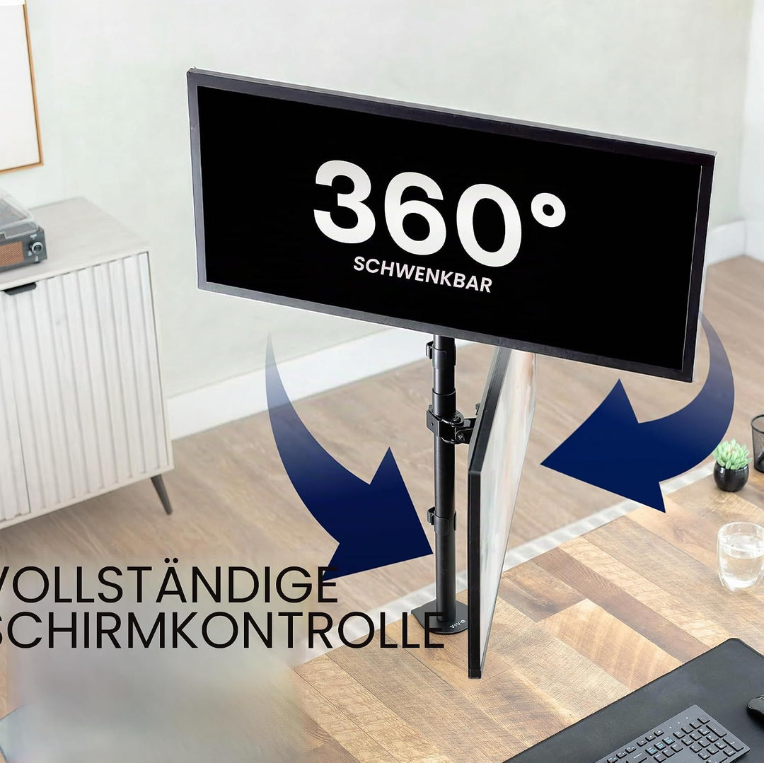 VIVO Dual LCD Monitor Desk Mount Stand Heavy Duty Stacked, Holds Vertical 2 Screens up to 32" (STAND