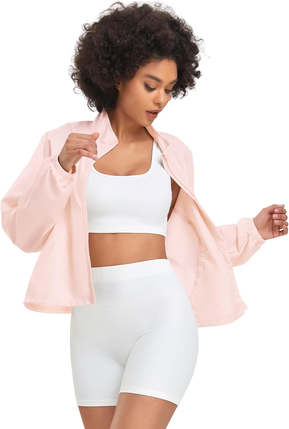 VUTRU Frauen UPF Sonnenschutzjacke Leichtes Workout Laufstreckenjacke Loose Fit Yoga Sportbekleidung