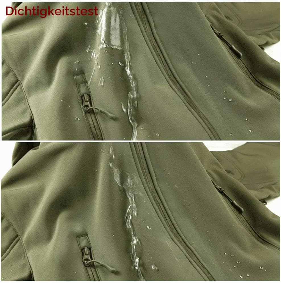 MakingDa Wasserdichte Herren-Jacke, lässiger Kapuzenmantel, Softshell-Fleece-gefüttert, Laufjacken,