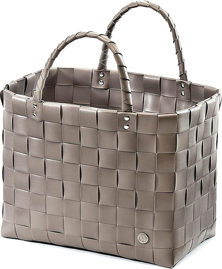 Kobolo Tasche Einkaufskorb geflochten Kunststoff Shopper - GREY XXL - 36x22x28 cm