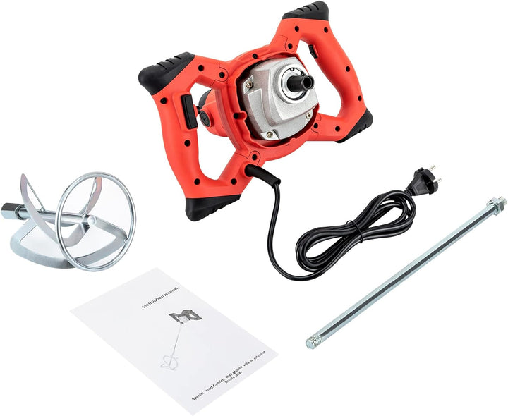 Tragbarer Betonmischer (1500 W, S-förmige Doppelklinge, Leerlaufdrehzahl 330-930rpm, Reiner Kupferbü