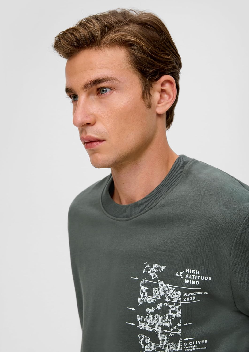 s.Oliver Herren Sweatshirt Langarm S Grün, S Grün