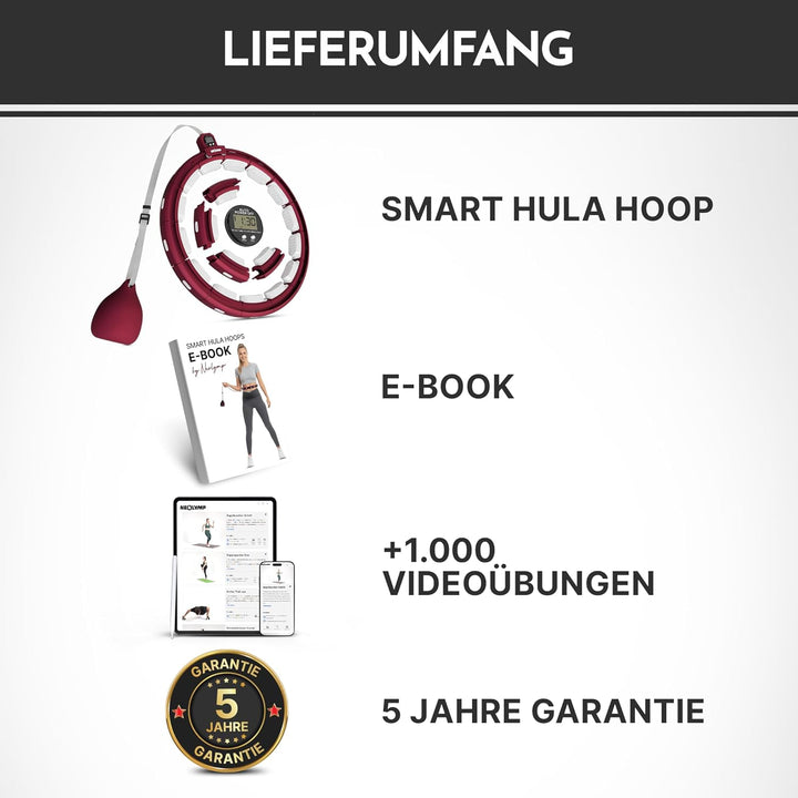 NEOLYMP Smart Hula Hoop Reifen Erwachsene – Hula Hoop leise mit integriertem Tracking für Zeit, Umdr