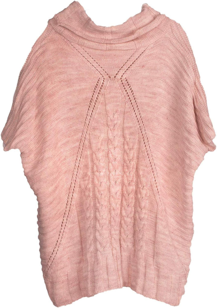 styleBREAKER Damen Strick Poncho mit Zopfmuster, Ärmel und Schalkragen 08010054, Farbe: Einheitsgrös