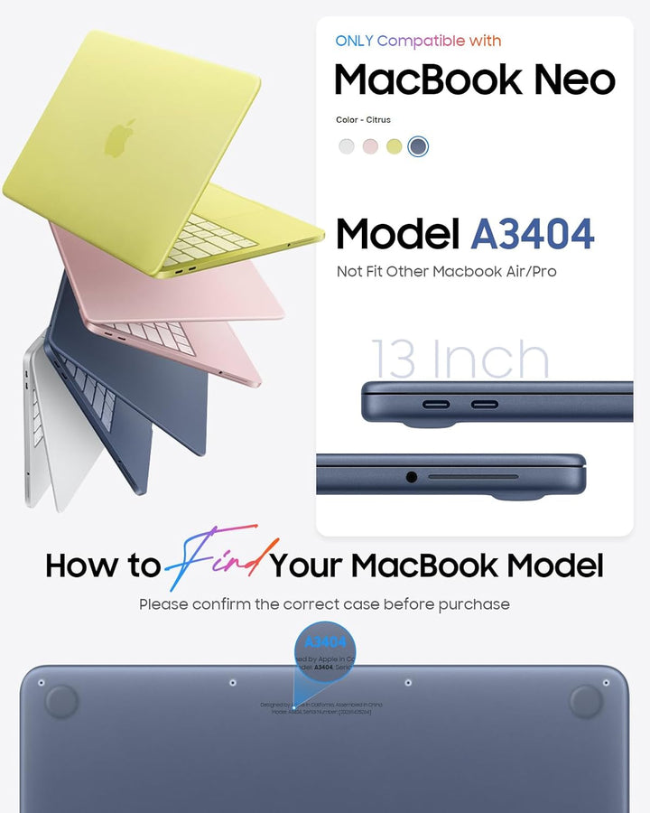 Fintie Hülle Kompatibel mit MacBook Neo 13 Zoll A3404 A18 Pro Chip, [100% Entspricht der Offiziellen
