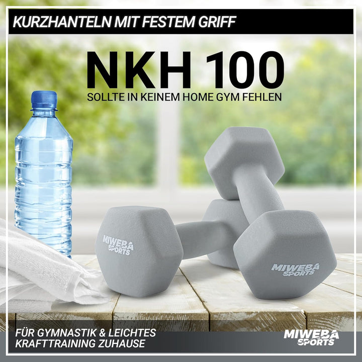 Miweba Sports Neopren Hantelset NKH100 | 𝐏𝐫𝐨𝐟𝐢 Hanteln - 0.5-10.0 Kg - Hexagon Hanteln Set - Kurzhan