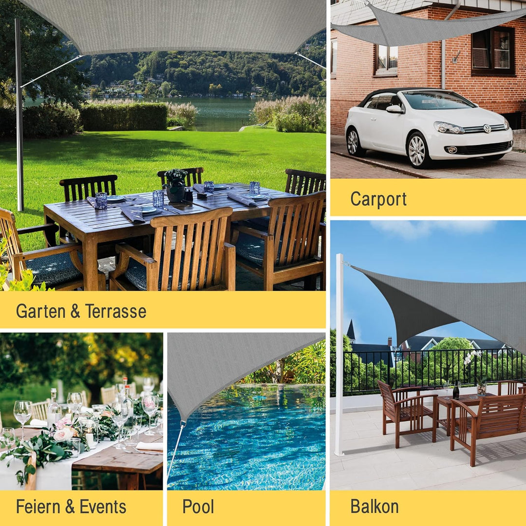 Sol Royal Sonnensegel rechteckig 2x3m Wasserdurchlässig HDPE Atmungsaktiver Balkon Terrasse Segeltuc