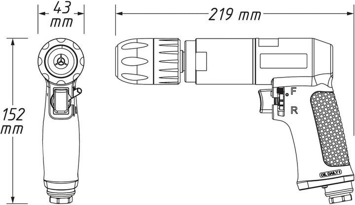 Hazet Druckluft-Bohrmaschine (1-13 mm Schnellspannfutter, handliches Werkzeug für Karosseriearbeiten