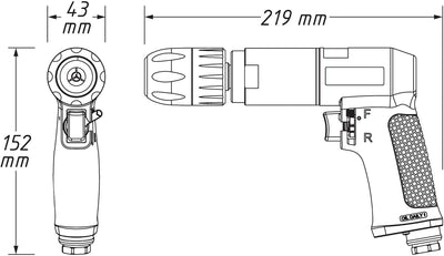 Hazet Druckluft-Bohrmaschine (1-13 mm Schnellspannfutter, handliches Werkzeug für Karosseriearbeiten