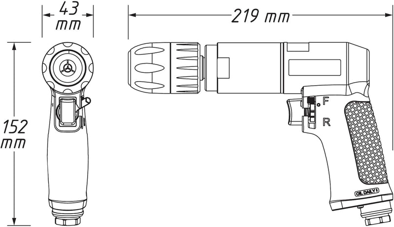 Hazet Druckluft-Bohrmaschine (1-13 mm Schnellspannfutter, handliches Werkzeug für Karosseriearbeiten