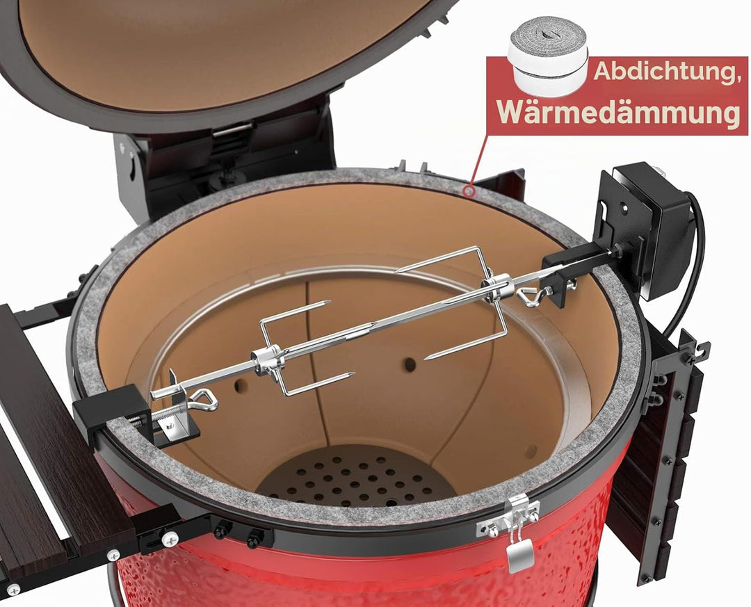 Onlyfire Grillspiess Set aus Edelstahl Drehspiess mit Elektromotor, Kompatibel für Large XLarge BGE,