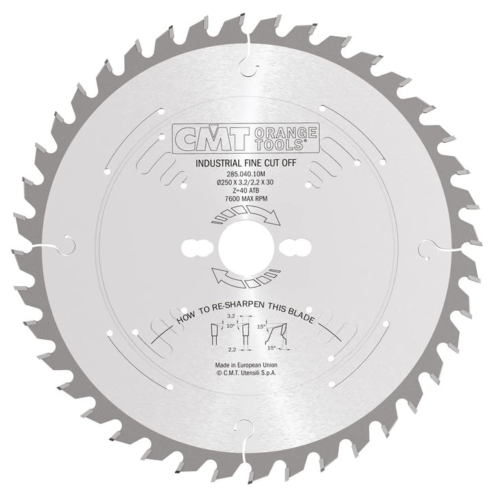 CMT Orange Tools Kreissägeblatt HW 305 x 3,2 / 2,2 x 30 Z=72 15° ATB - 294.072.22M - für Querschnitt