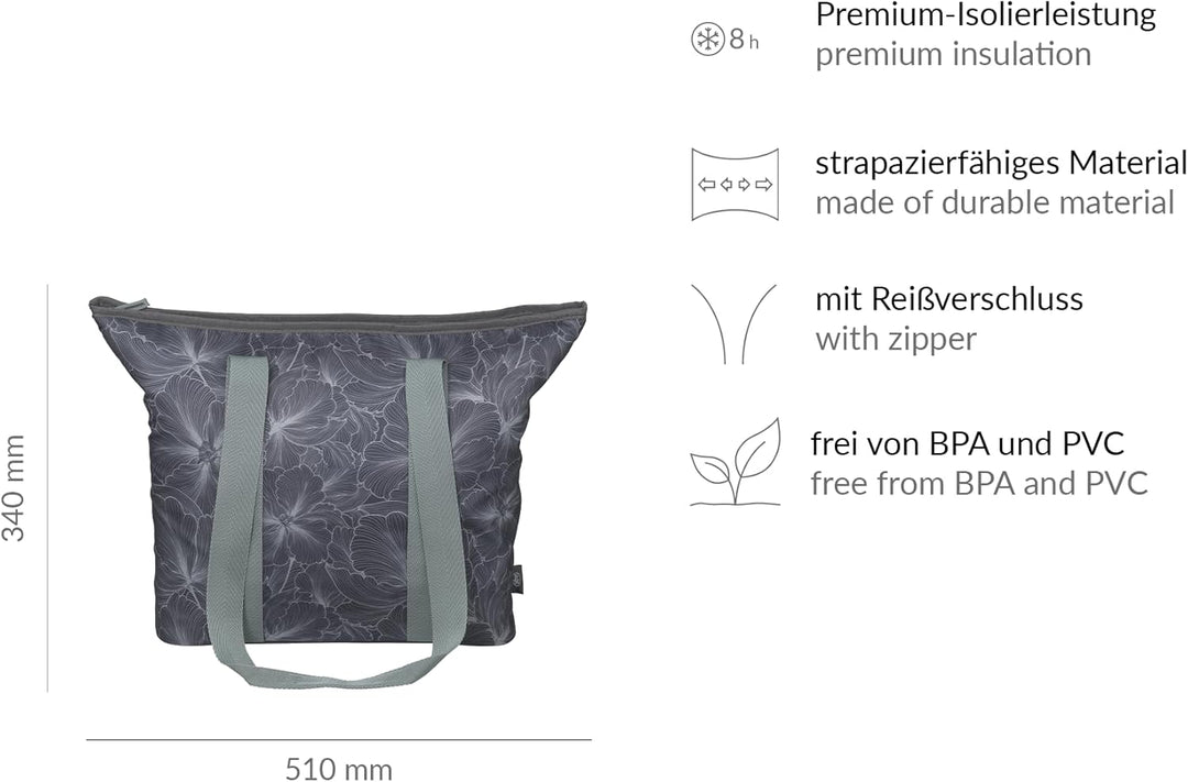 alfi ISO Shopper 17 Liter, floral, nachhaltige Thermo-Kühltasche aus recycleten PET-Flaschen, isolie