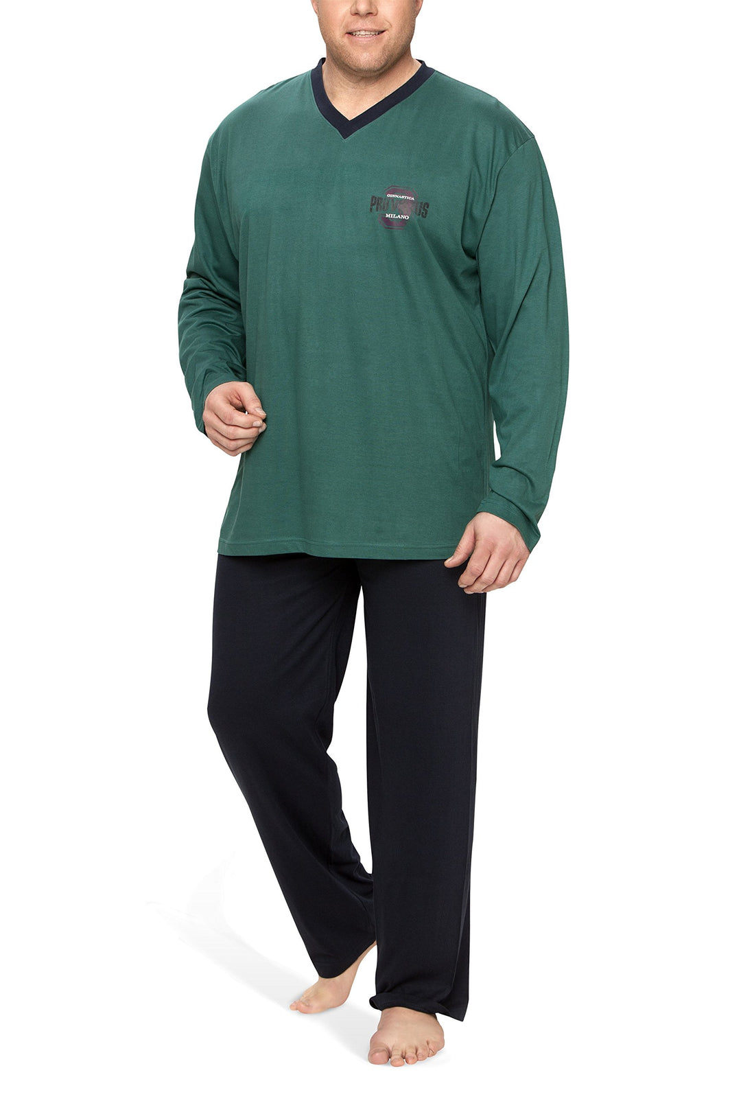 Moonline Schlafanzug Herren lang übergross aus Baumwolle | Pyjama von Grösse XXL bis 6XL, Zweiteiler