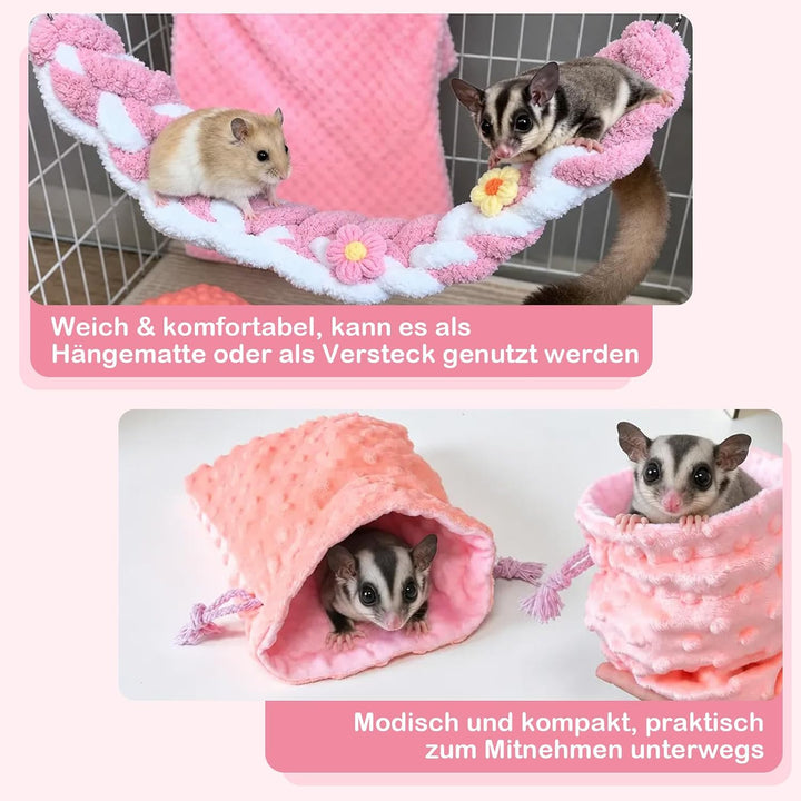 5 Stück Meerschweinchen Hängematte für Ratten Frettchen Hängematte für Kleintier Weich Warmes Fleece