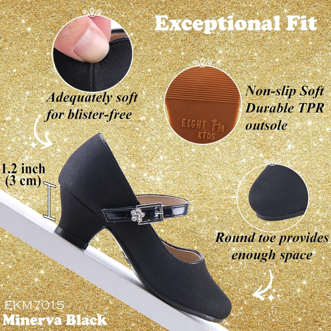 EIGHT KM - Mädchen High Heel Kleid Schuhe - Mary Jane Prinzessin Hochzeit Pumps - Funkelnder Glitzer