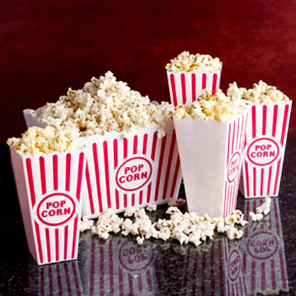 Novelty Place Kunststoff rot &amp; weiss gestreiften klassischen Popcorn-Behälter für Movie Night - 7,8
