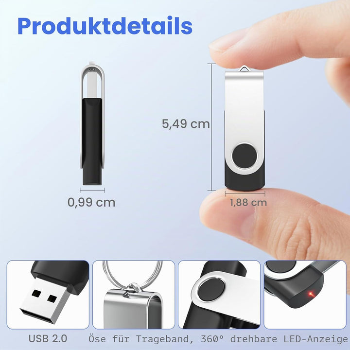 ABLAZE 20 Stück 128MB USB-Stick 10 Farben USB-Flash-Laufwerke Bulk USB 2.0 Memory Sticks (128MB, 20