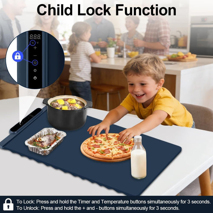 Vicloon Warmhalteplatte für Speisen, Silikon Speisenwärmer mit hitzebeständigen Füssen und Kindersic