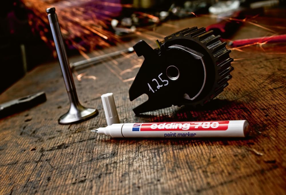 edding 780 Lackmarker - weiss - 10 Stifte - Rundspitze 0,8 mm - Lackstift zur Markierung und Beschri