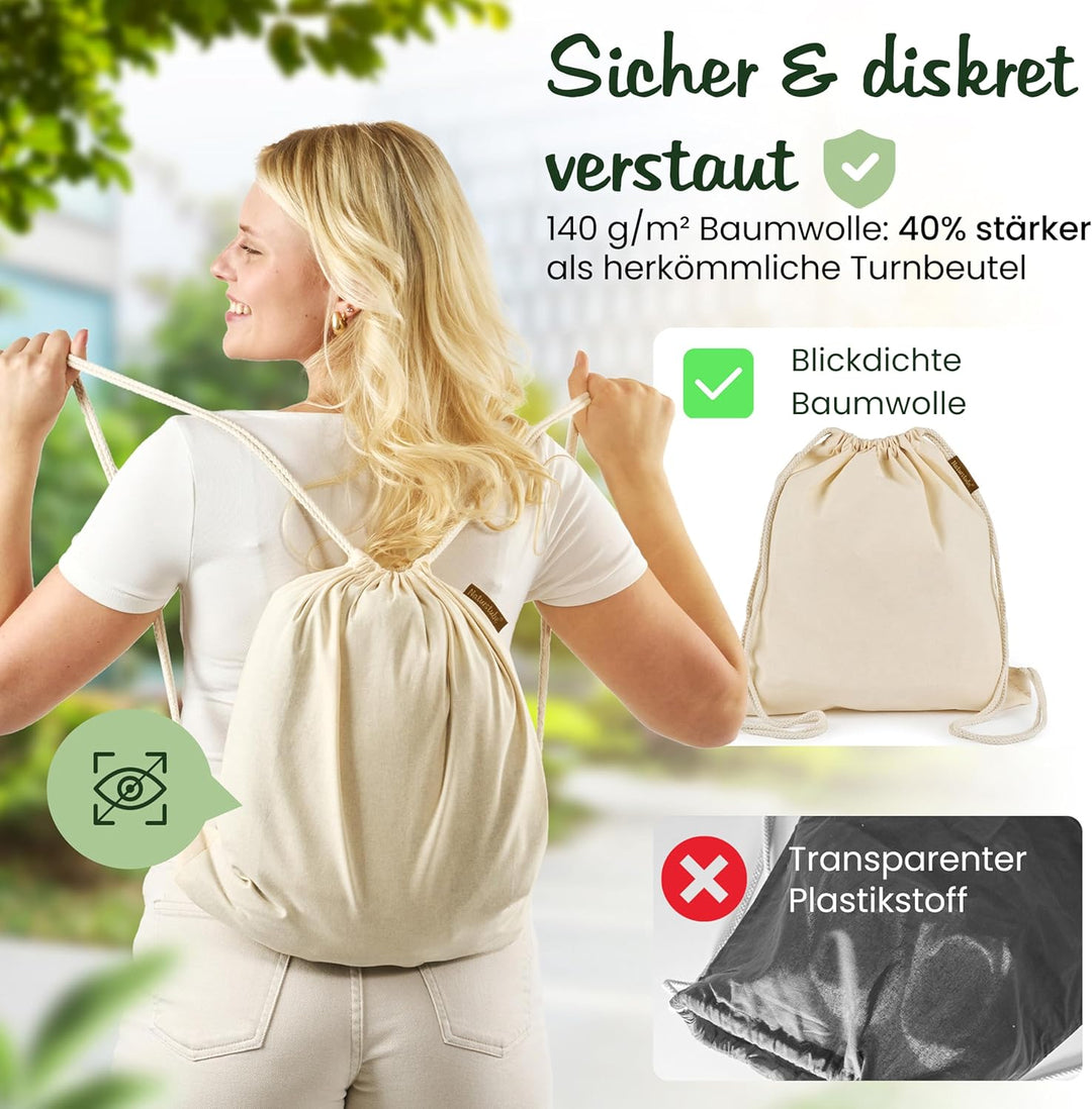 Baumwoll 10er SetNatur Turnbeutel Sportbeutel Zuziehbeutel Gymsack Sack Jute Schule Rucksack, Natur
