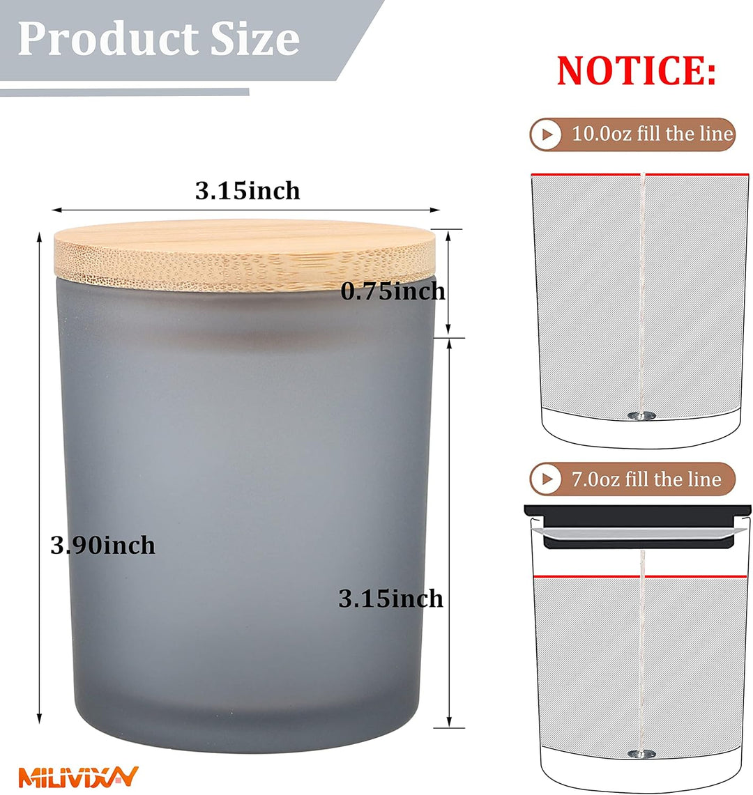 MILIVIXAY 12 Stück 284 ml Milchglas-Kerzengläser mit Deckel und Kerzenherstellungs-Kits – leere Kerz