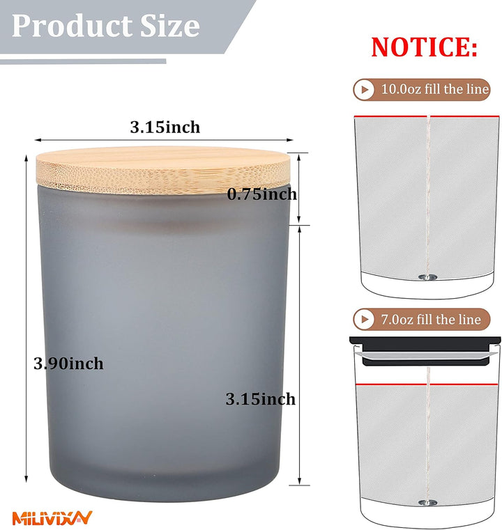 MILIVIXAY 12 Stück 284 ml Milchglas-Kerzengläser mit Deckel und Kerzenherstellungs-Kits – leere Kerz