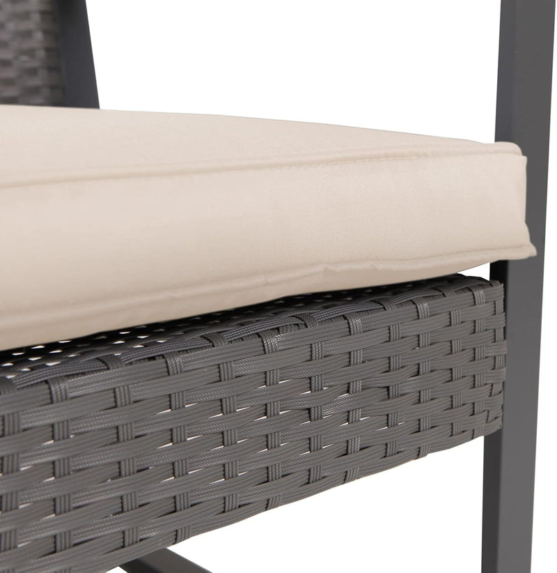 SVITA LOIS L Poly Rattan Sitzgruppe Gartenmöbel Metall-Garnitur Balkonmöbel Tisch Sessel (LOIS L Gra