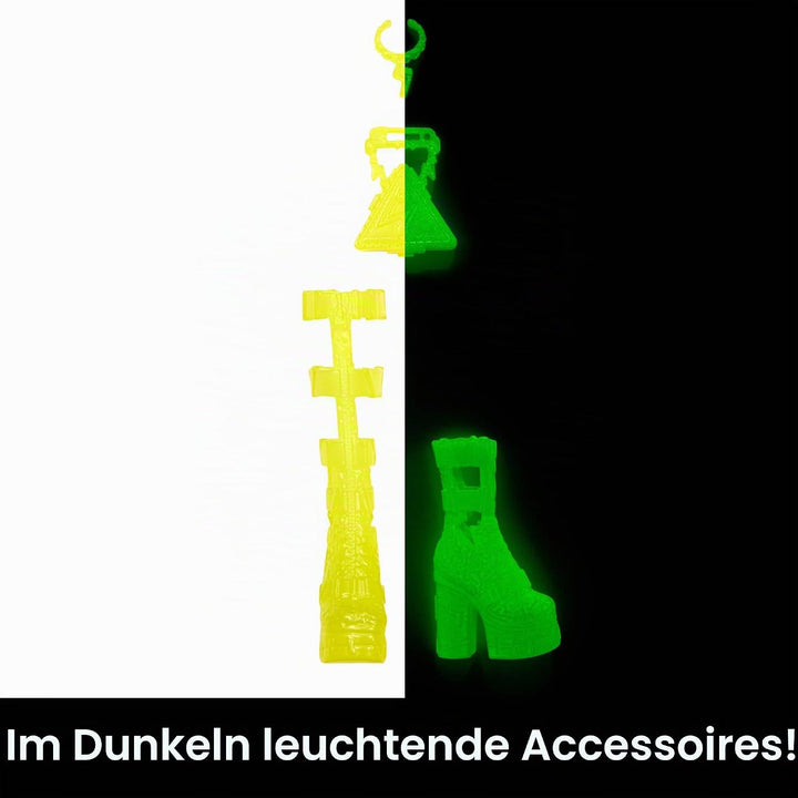 MONSTER HIGH Skulltimate Secrets Frankie-Stein-Puppe - Neon Frights Modeüberraschungen, leuchtende A