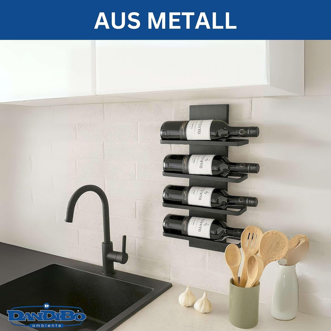 DanDiBo Weinregal Wand Metall Schwarz Modern 96695 Grün Flaschenregal Schmal Wandmontage Wine Rack W