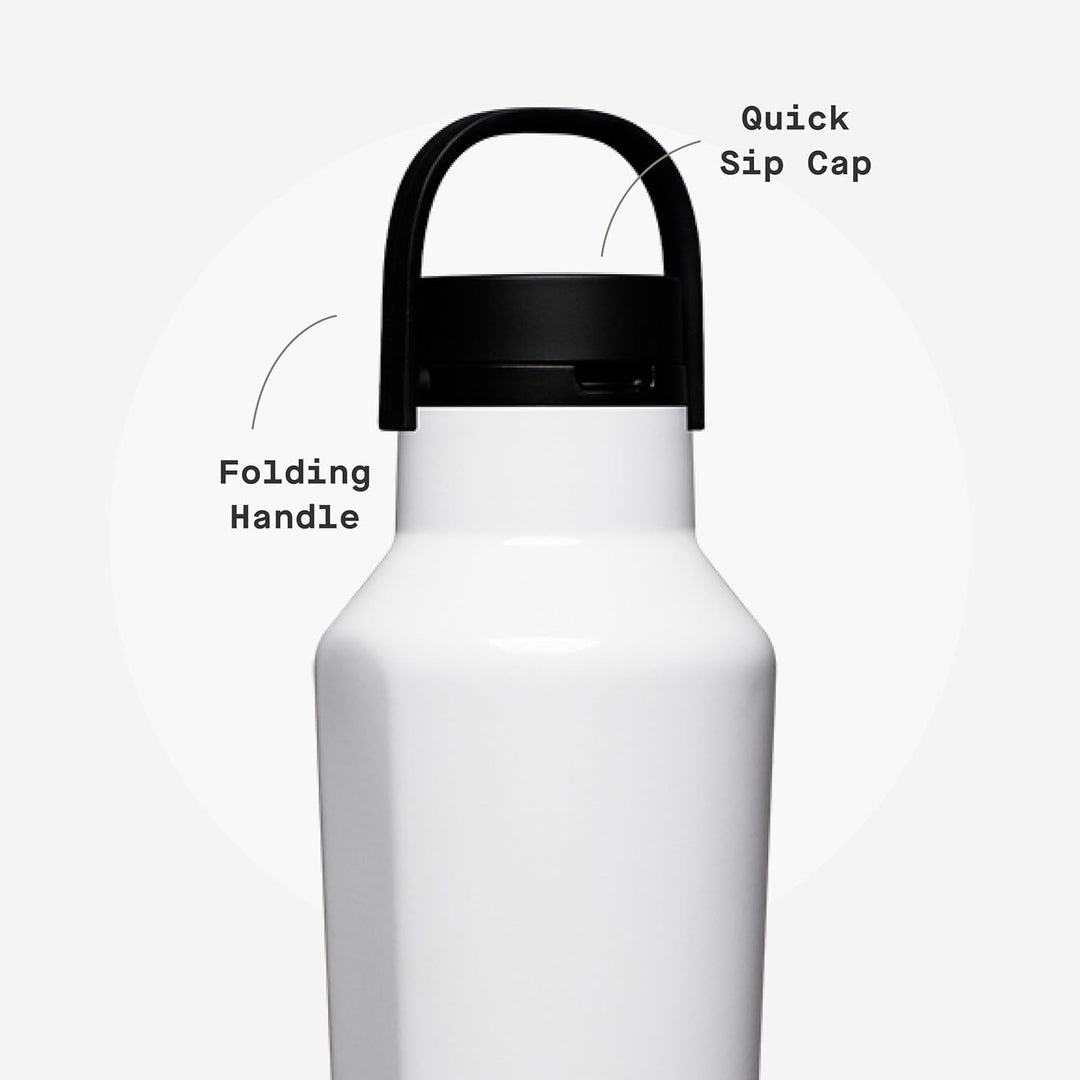 Corkcicle Sport Canteen Isolierbecher, glänzend weiss, 590 ml, wiederverwendbare Wasserflasche hält