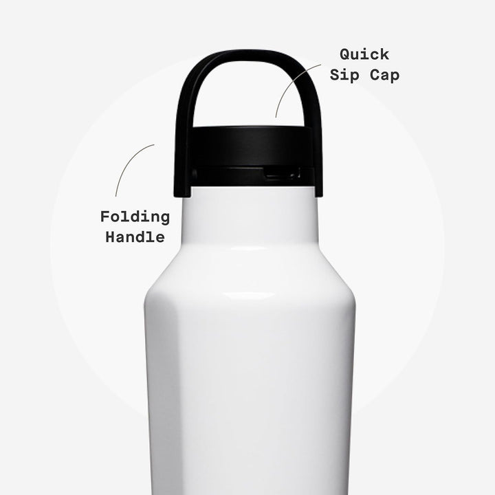 Corkcicle Sport Canteen Isolierbecher, glänzend weiss, 590 ml, wiederverwendbare Wasserflasche hält