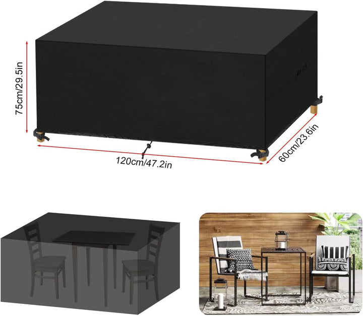 Gartentisch Abdeckung 120x60x75cm, Abdeckhaube Gartenmöbel Rechteckig Lounge Abdeckung Wasserdicht A