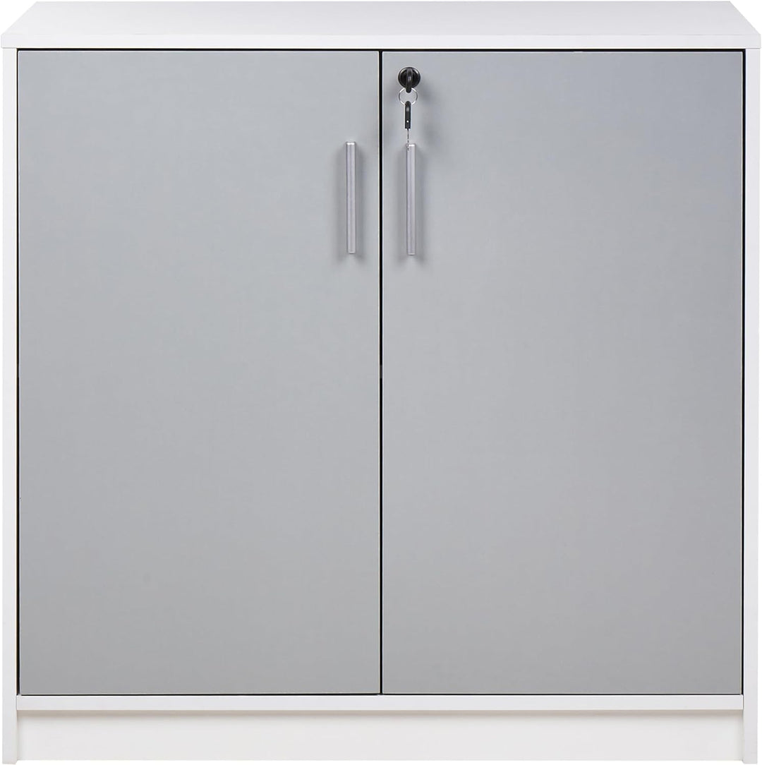 Büroschrank grau / weiss 80 x 80 x 40 cm abschliessbar für Wohnzimmer Büro Zehna