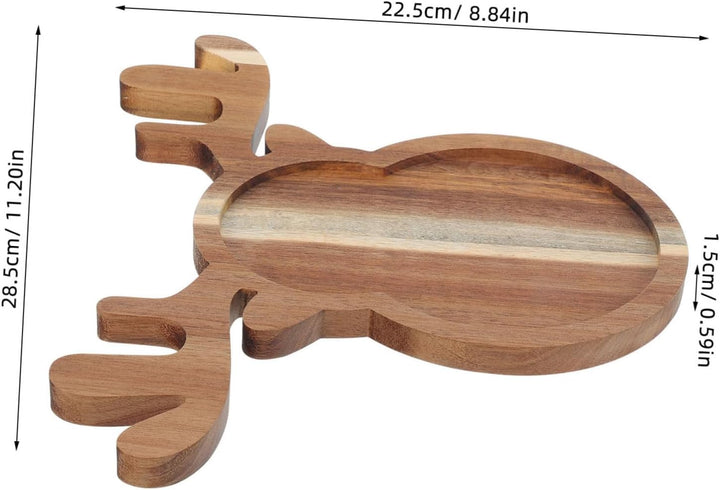 Cabilock Holz Servierplatte Mit Hirschmotiv Speiseteller Aus Holz Weihnachtsbonbonschale Serviertabl