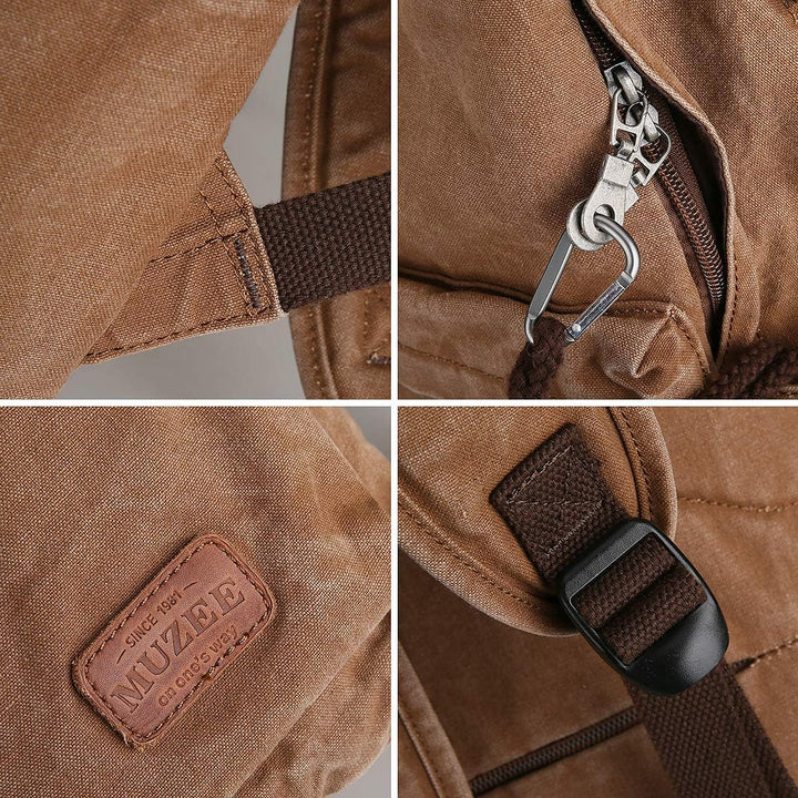 Muzee Canvas Rucksack, Leichter Anti-Diebstahl-Reise-Rucksack mit USB-Ladeanschluss für Herren Damen