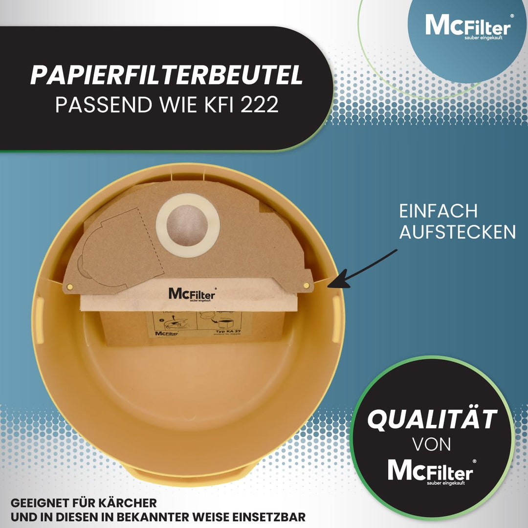 McFilter I 20 Staubsaugerbeutel + 2 Filter für Kärcher Staubsauger A2003, A2004, A2014 CarVac, A2024