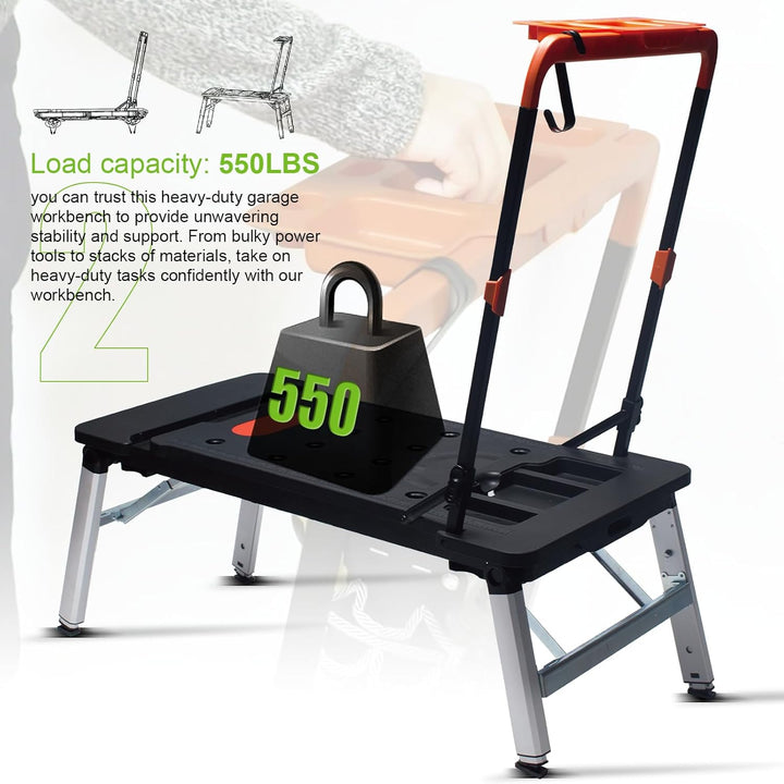 Vertak Faltbar 7-in-1 Klappbare Werkbank mit Integrierter Steckdosenleiste Haushalt & DIY-Arbeitspla